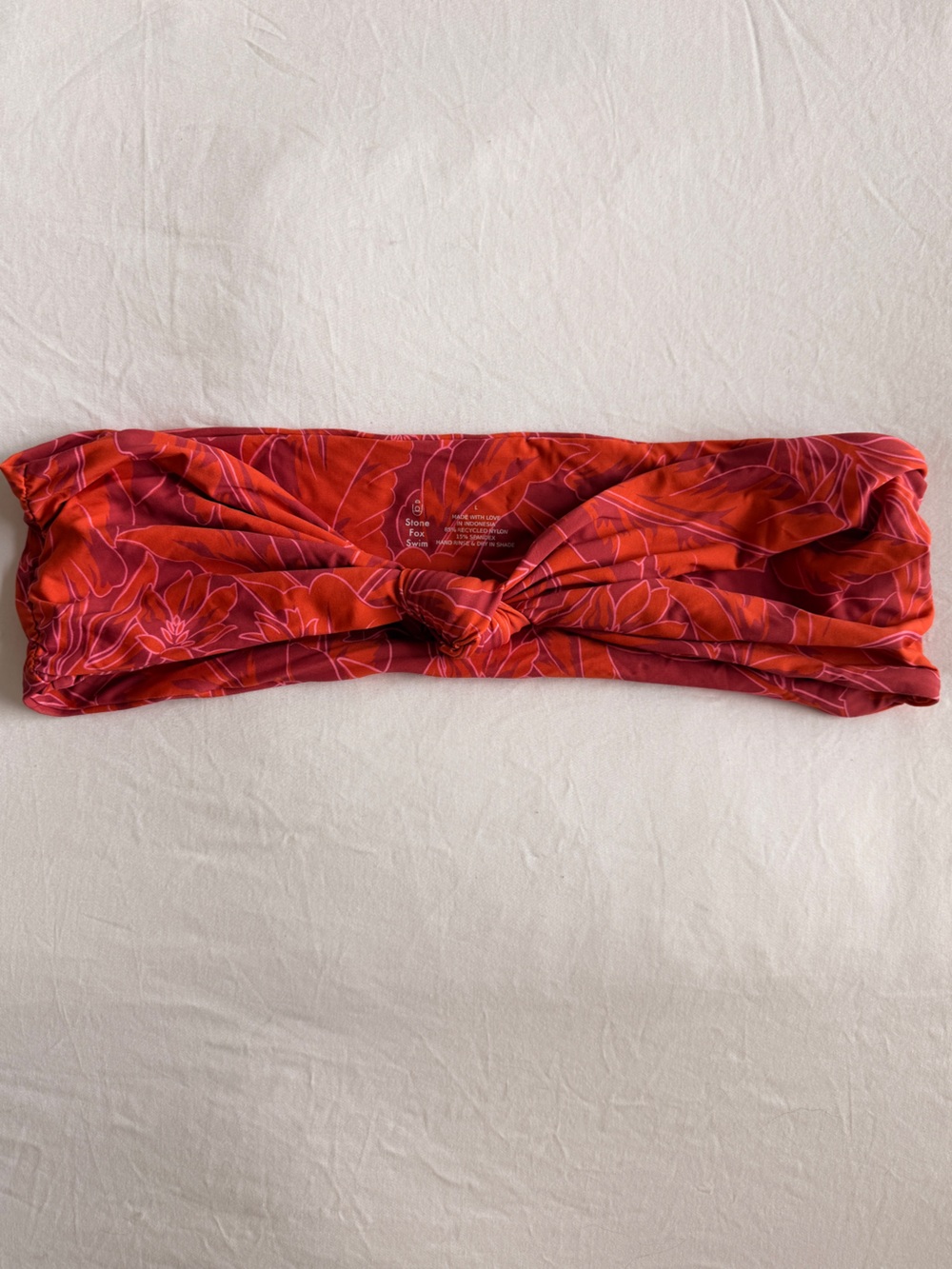 Red Floral Twist Strapless Swim Top - Stone Fox Swim Brand